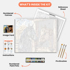 Stable Friends Paint by Numbers Kit – includes numbered canvas, paint pots, brushes, and instructions