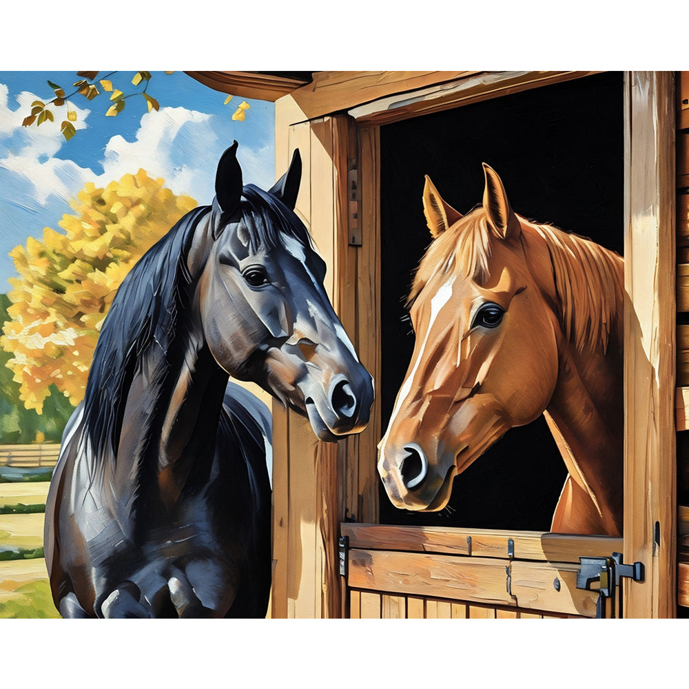 Stable Friends Paint by Numbers Kit design preview showing the full artwork layout before painting