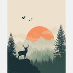 Stag At Dawn Paint by Numbers Kit design preview showing the full artwork layout before painting