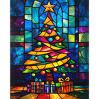 Stained-Glass Tree Paint by Numbers Kit design preview showing the full artwork layout before painting