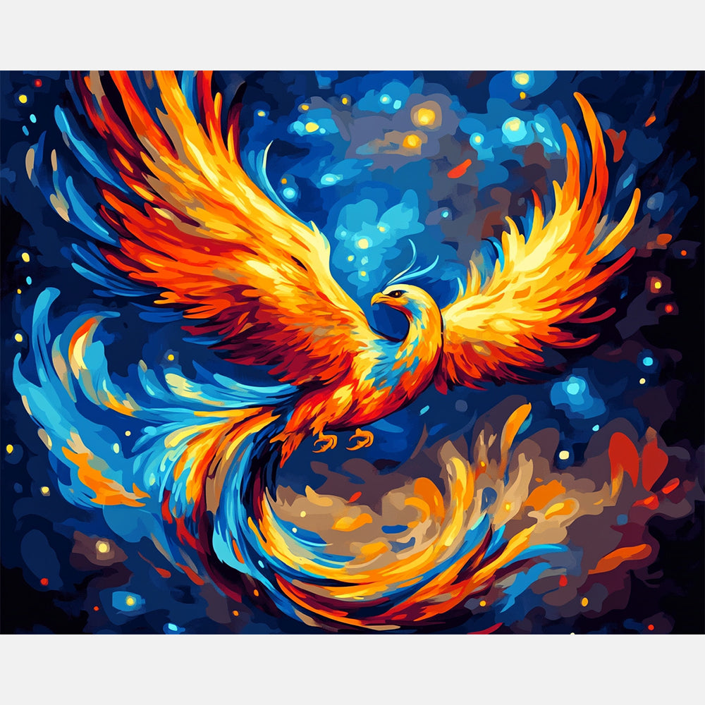 Starfire Phoenix Paint by Numbers Kit design preview showing the full artwork layout before painting