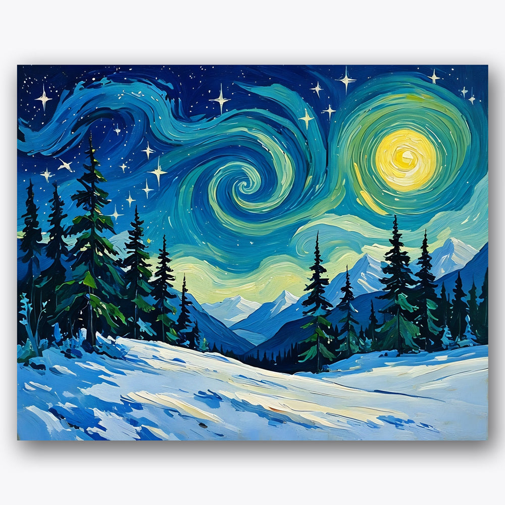 Starry Winter Night Paint by Numbers Kit UdoPaints