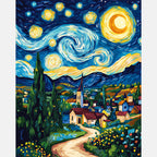 Starry Night Dream Paint by Numbers Kit design preview showing the full artwork layout before painting