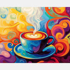 Steamy Brew Paint by Numbers Kit design preview showing the full artwork layout before painting