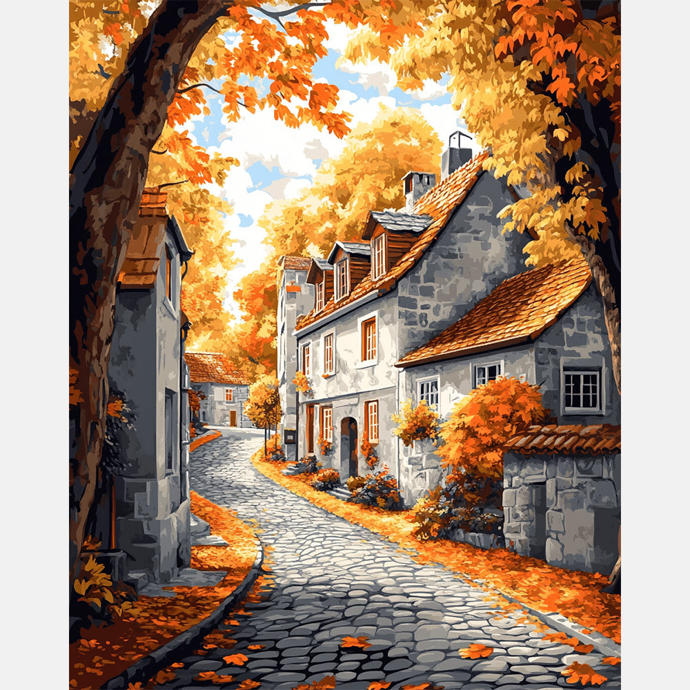 Stone Street Paint by Numbers Kit design preview showing the full artwork layout before painting