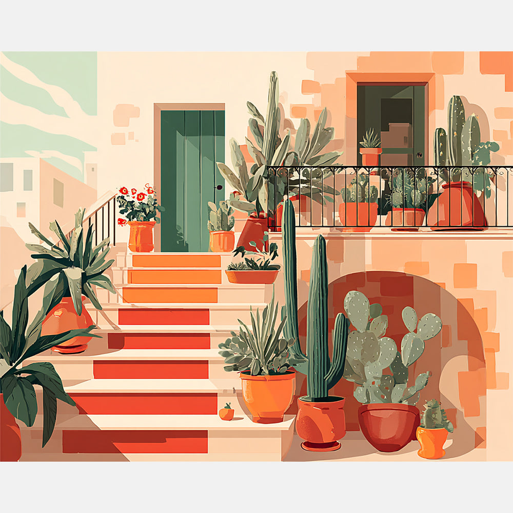 Succulent Steps Paint by Numbers Kit design preview showing the full artwork layout before painting