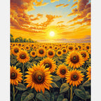 Sunflowers At Twilight Paint by Numbers Kit design preview showing the full artwork layout before painting