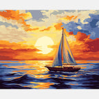 Sunlit Boat Paint by Numbers Kit design preview showing the full artwork layout before painting