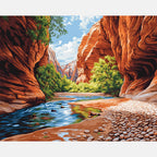 Sunlit Canyon Trail Paint by Numbers Kit design preview showing the full artwork layout before painting