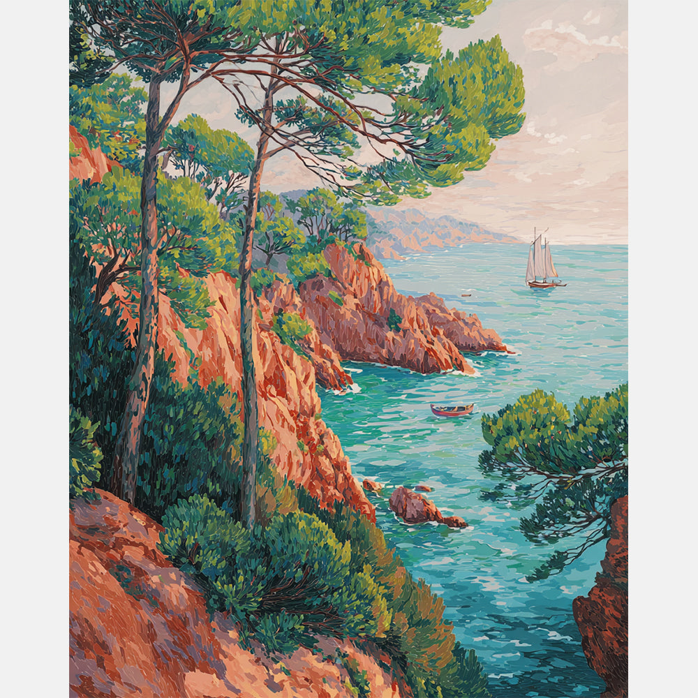 Sunlit Cove Paint by Numbers Kit design preview showing the full artwork layout before painting