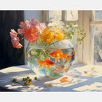 Sunlit Goldfish Paint by Numbers Kit design preview showing the full artwork layout before painting