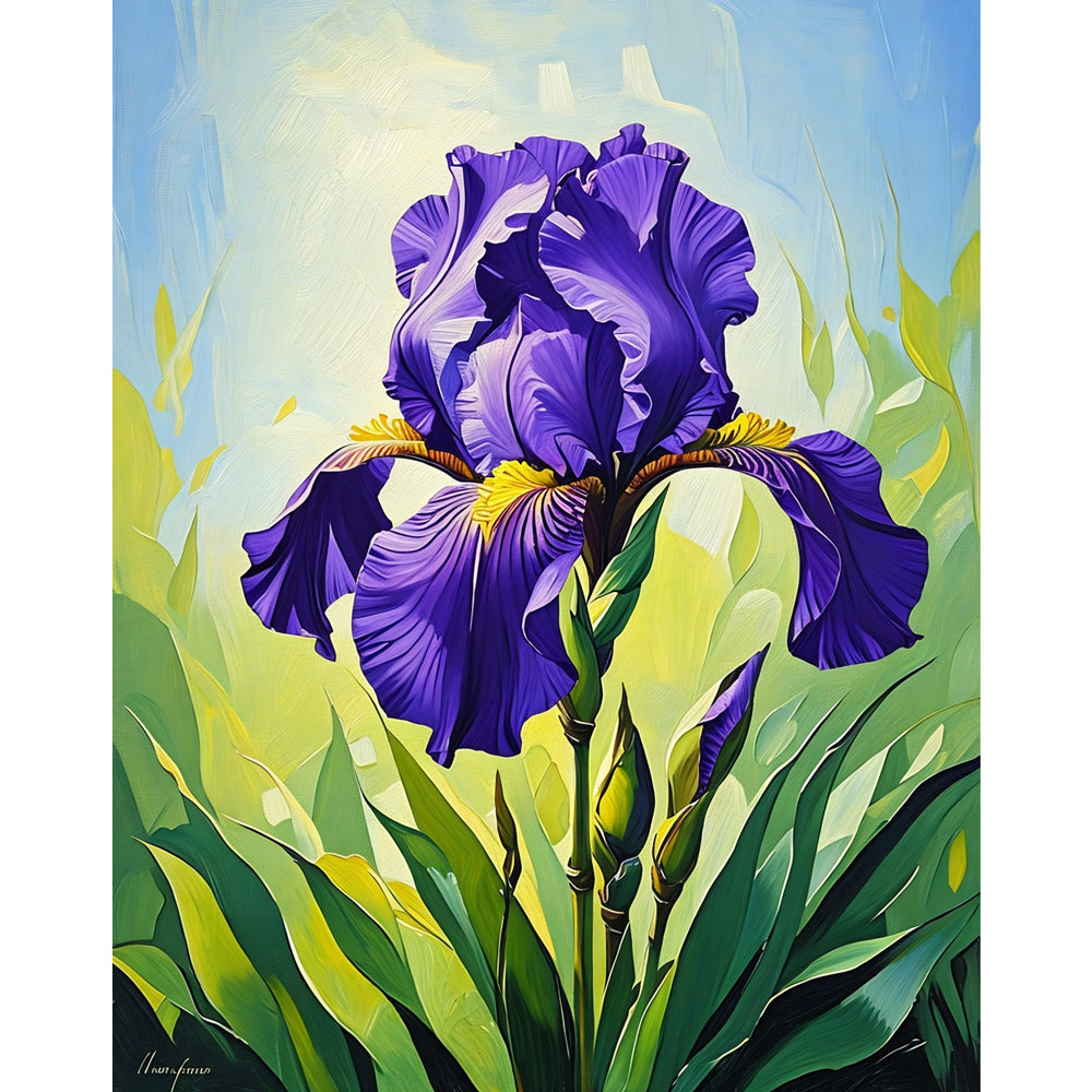 Sunlit Iris Paint by Numbers Kit design preview showing the full artwork layout before painting