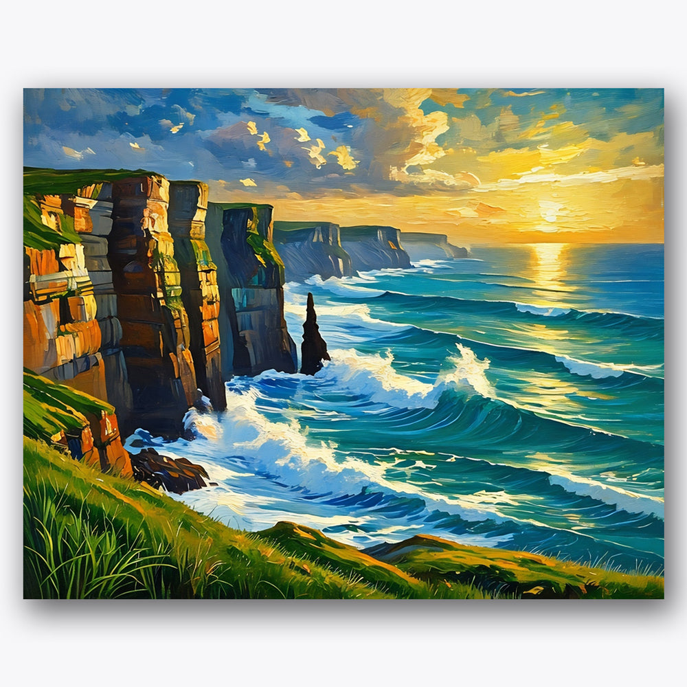 Sunset Cliff Waves Paint by Numbers Kit UdoPaints