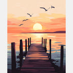 Sunset Dock Paint by Numbers Kit design preview showing the full artwork layout before painting