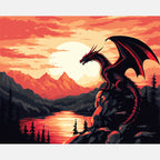 Sunset Guardian Paint by Numbers Kit design preview showing the full artwork layout before painting