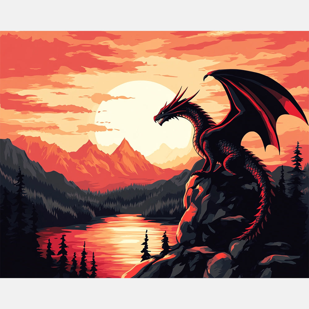 Sunset Guardian Paint by Numbers Kit design preview showing the full artwork layout before painting