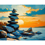 Sunset Harmony Paint by Numbers Kit design preview showing the full artwork layout before painting