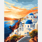 Sunset Over Aegean Paint by Numbers Kit design preview showing the full artwork layout before painting