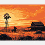 Sunset Prairie Paint by Numbers Kit design preview showing the full artwork layout before painting