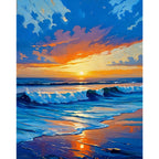Sunset Serenity Paint by Numbers Kit design preview showing the full artwork layout before painting