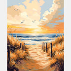 Sunset Shore Path Paint by Numbers Kit design preview showing the full artwork layout before painting