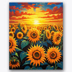 Sunset Sunflowers Paint by Numbers Kit UdoPaints