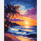 Sunset Wave Dance Paint by Numbers Kit design preview showing the full artwork layout before painting