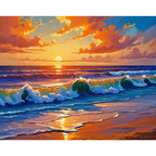 Sunset Waves Paint by Numbers Kit design preview showing the full artwork layout before painting