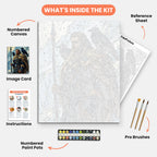 The Mythical God Paint by Numbers Kit – includes numbered canvas, paint pots, brushes, and instructions