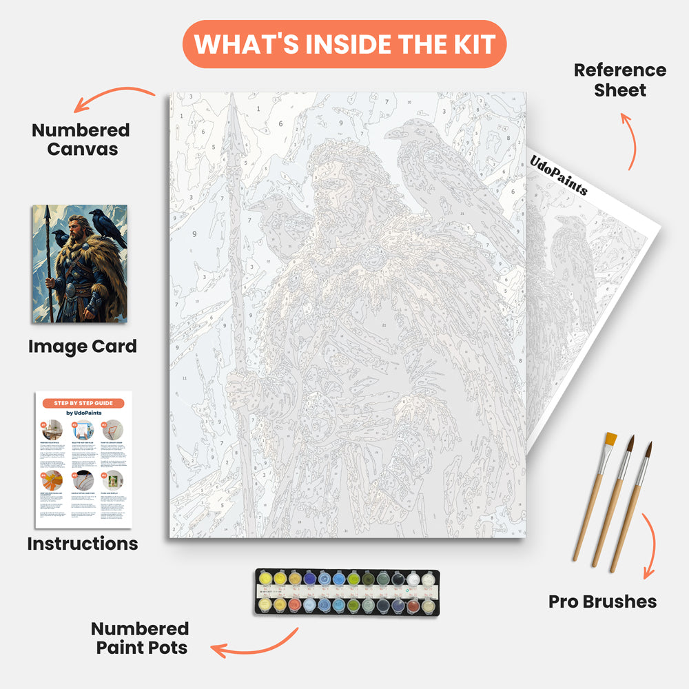 The Mythical God Paint by Numbers Kit – includes numbered canvas, paint pots, brushes, and instructions