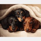 Three Puppies Paint by Numbers Kit design preview showing the full artwork layout before painting