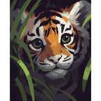 Tiger Cub Portrait Paint by Numbers Kit design preview showing the full artwork layout before painting