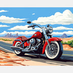 Timeless Motorcycle Charm Paint by Numbers Kit design preview showing the full artwork layout before painting