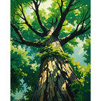 Towering Tree Paint by Numbers Kit design preview showing the full artwork layout before painting