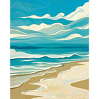 Tranquil Coastline Paint by Numbers Kit design preview showing the full artwork layout before painting