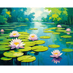 Tranquil Lilies Paint by Numbers Kit design preview showing the full artwork layout before painting