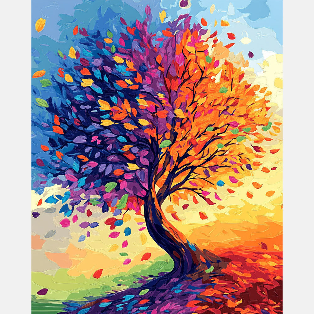 Tree of Colors Paint by Numbers Kit design preview showing the full artwork layout before painting