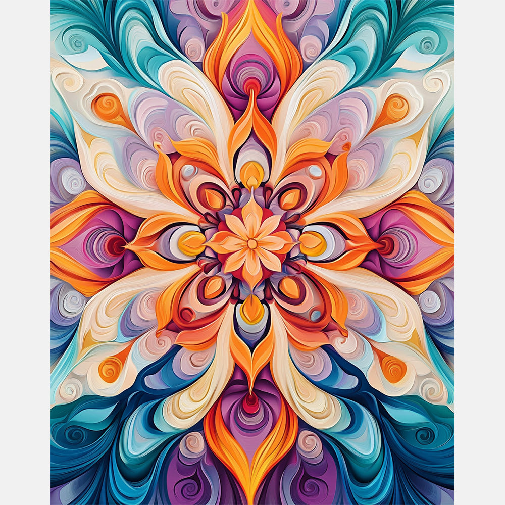 Turquoise Flower Paint by Numbers Kit design preview showing the full artwork layout before painting