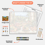 Tuscan Kitchen View Paint by Numbers Kit – includes numbered canvas, paint pots, brushes, and instructions