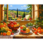 Tuscan Kitchen View Paint by Numbers Kit design preview showing the full artwork layout before painting