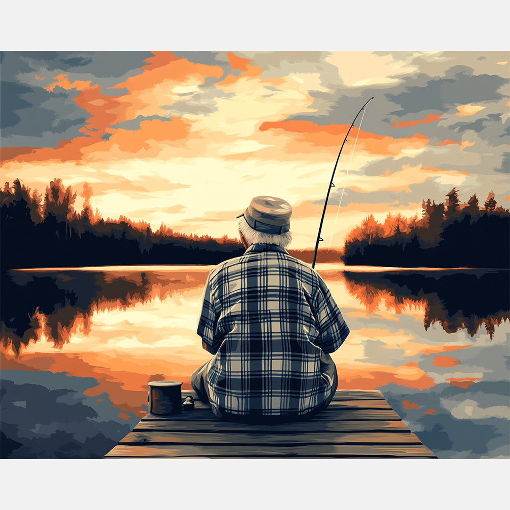Twilight Angler Paint by Numbers Kit design preview showing the full artwork layout before painting