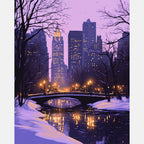 Twilight Bridge Paint by Numbers Kit design preview showing the full artwork layout before painting