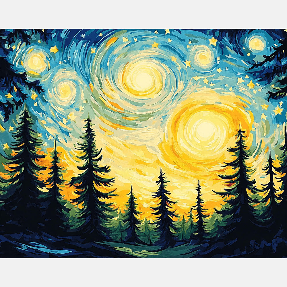 Twilight Grove Paint by Numbers Kit design preview showing the full artwork layout before painting