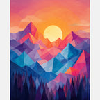 Twilight Mountainscape Paint by Numbers Kit design preview showing the full artwork layout before painting