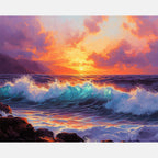 Twilight Ocean Embrace Paint by Numbers Kit design preview showing the full artwork layout before painting