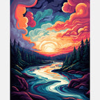 Twilight River Paint by Numbers Kit design preview showing the full artwork layout before painting