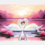 Twilight Swans Paint by Numbers Kit design preview showing the full artwork layout before painting