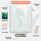 Underwater Dragon Paint by Numbers Kit – includes numbered canvas, paint pots, brushes, and instructions