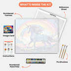 Unicorn Fantasy Paint by Numbers Kit – includes numbered canvas, paint pots, brushes, and instructions