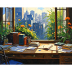 Urban Tranquility Paint by Numbers Kit design preview showing the full artwork layout before painting